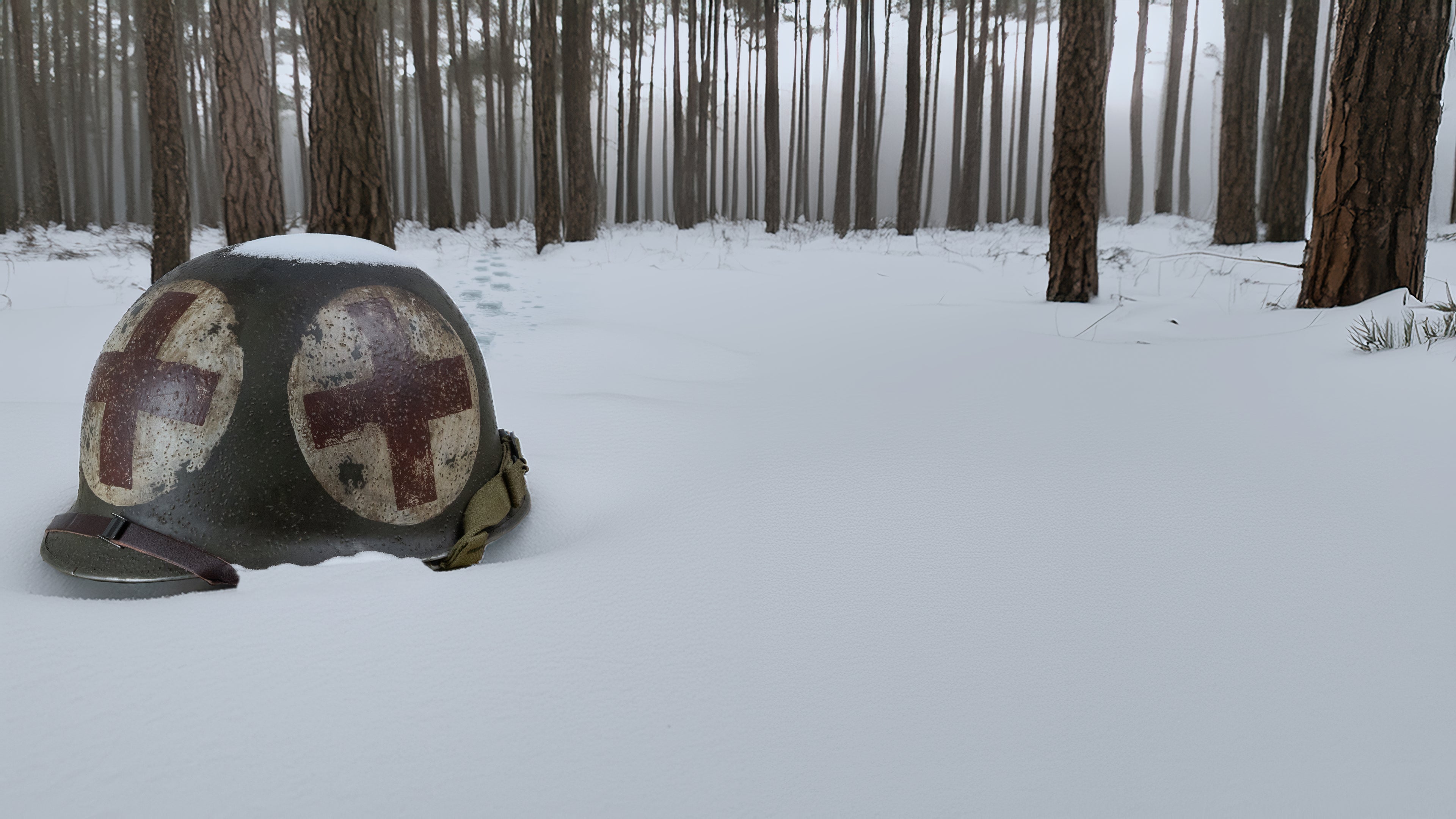 Casque Complet de medic dans une forêt eneigée, Mon Casque M1.