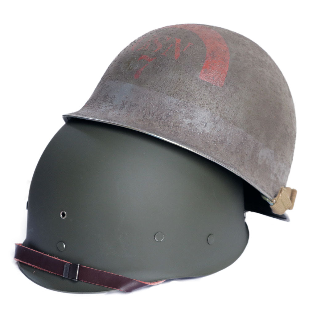 US M1 WW2 Helmet - Battle Battered - 7th Naval Beach Battalion – Mon Casque  M1